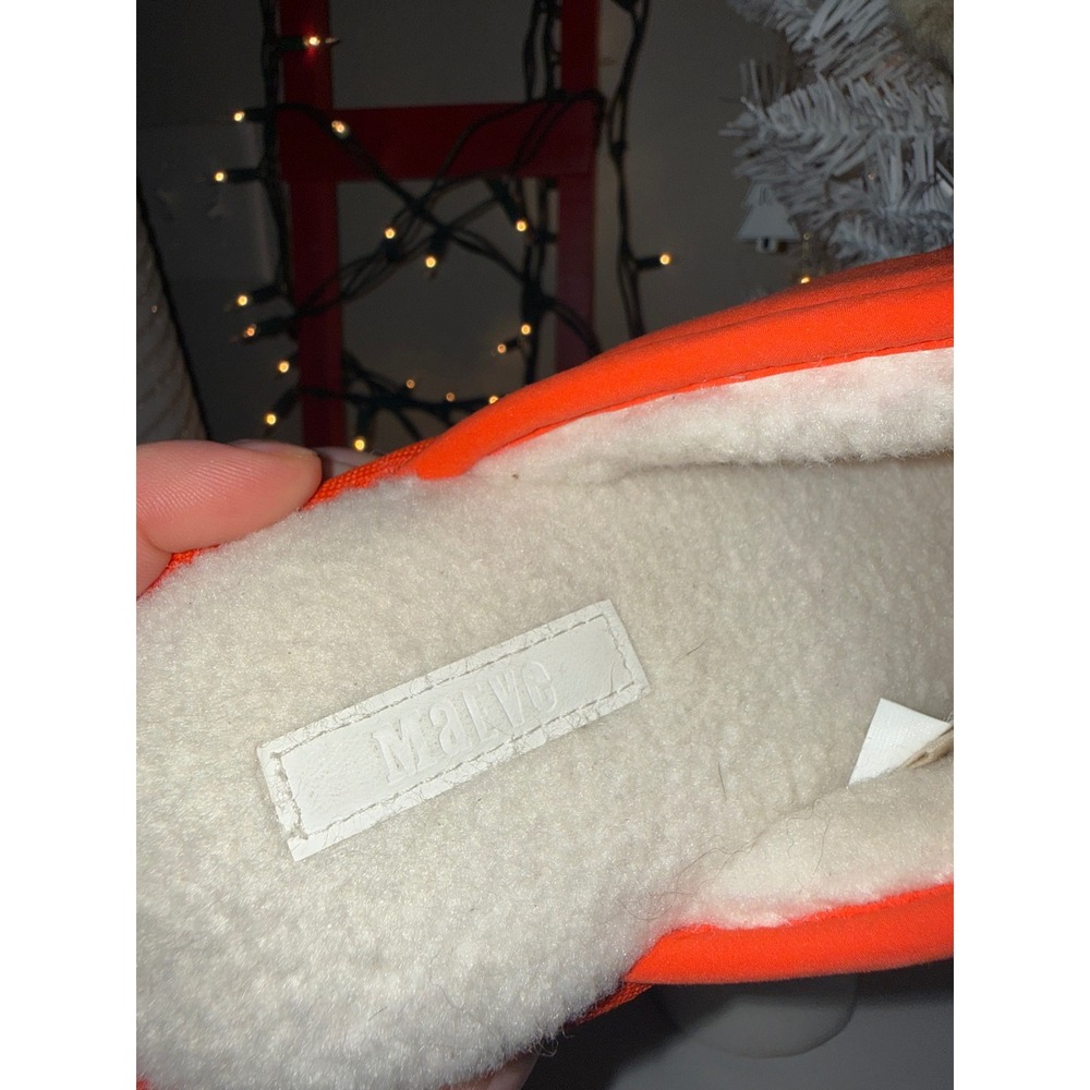Maeve Anthropologie Orange Puffer Platform Slippers Cozy Faux Fur Lined Size S - Picture 4 of 7